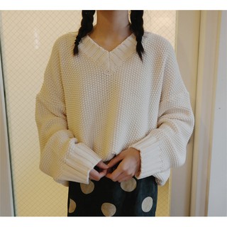 พร้อมส่ง! เสื้อไหมพรม คอวี