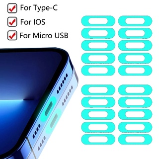 ฟิล์มสติกเกอร์ใส เรืองแสง กันรอยขีดข่วน สําหรับ iPhone Type-C Micro USB 5 10 ชิ้น