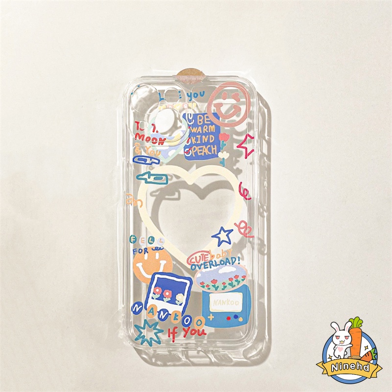 เคสโทรศัพท์มือถือ ซิลิโคนนุ่ม ใส ลายการ์ตูนกราฟฟิตี้หัวใจ แฟชั่น สําหรับ OPPO A16 A16k A16e A15 A15s A78 A58 A54 A74 A94 A95 A76 A3s A5s A55 A5 A9 Reno 7 6 5 7Z 5Z Pro A53 A33 A32 A31 A92 A52 A57 4G