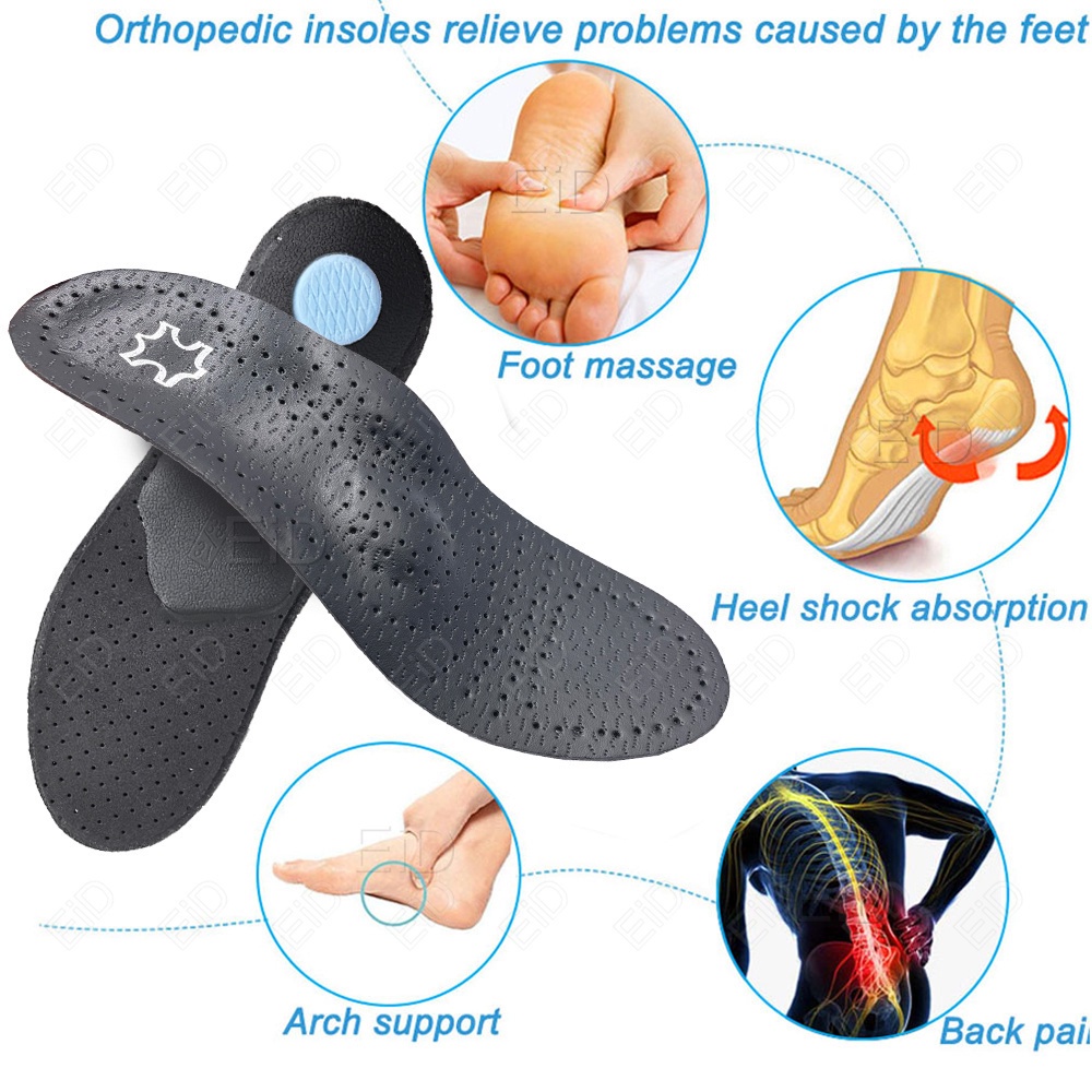 ใหม่ Arch สนับสนุน 25 มม. Orthotic Insoles หนังสีดํา orthotics สําหรับเท้าแบน O/X ขาแก้ไขรองเท้า Sole insert pads หนังระงับกลิ่นกาย Breathable ใส่ - รูปที่ 5