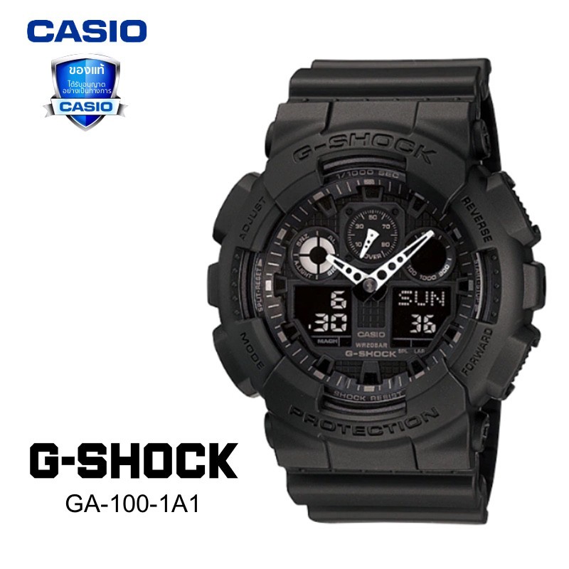 Casio นาฬิกาโทรศัพท์ Casio g-shock นาฬิกาข้อมือ รุ่นGA-100-1A1(Black)ประกัน 1 ปีสายเรซิ่น (Black)ราคาพิเศษ