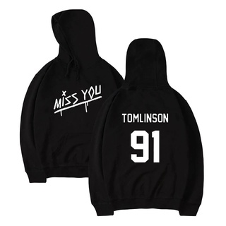 เสื้อกันหนาว มีฮู้ด ลาย Louis Tomlinson 91 One Direction 1D Smile Miss You Lil Peep เข้ากับทุกการแต่งกาย สําหรับเด็ก