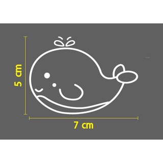 สติกเกอร์ ตัด รูป ปลา ปลาวาฬ น่ารัก เลือกสี ได้ ขนาด 5 x 7 ซม. - Cute Cartoon Whale Sticker Decal วัสดุ PVC กันน้ำ ทนแดด