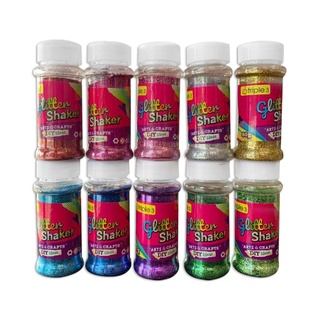 Glitter Shaker กากเพชรคละสี กากเพชรสี Triple3 80g. (9 สี)