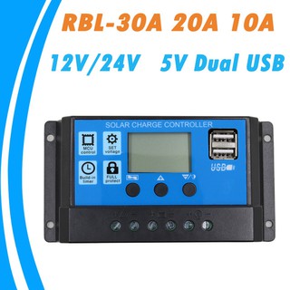 (พร้อมส่ง) 24V 30A PWM โซลาร์ ชาร์จเจอร์ LCD 12/24V Solar Charge Controller Regulator Intelligent PWM Timer USB