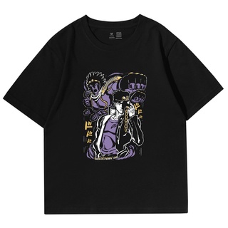 T-Shirtเสื้อยืดลําลอง แขนสั้น พิมพ์ลายกราฟิก Jojo Bizarre Adventure Jotaro Star Platinum Manga สไตล์ญี่ปุ่น แฟชั่นสําหรั