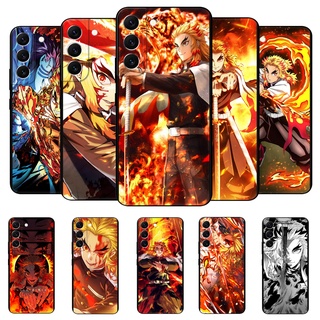 เคสโทรศัพท์ ซิลิโคนนิ่ม Tpu ลาย Demon Slayer Rengoku Kyoujurou สีดํา สําหรับ Samsung Galaxy S22 Plus Ultra S22 5G A13 4G LTE 5G