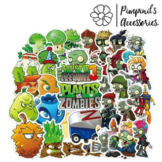 ʕ •ᴥ•ʔ ✿ พร้อมส่ง : สติ๊กเกอร์กันน้ำลายเกมส์พืชปะทะซอมบี้ | Plant vs Zombies Waterproof Decoration Sticker Set.