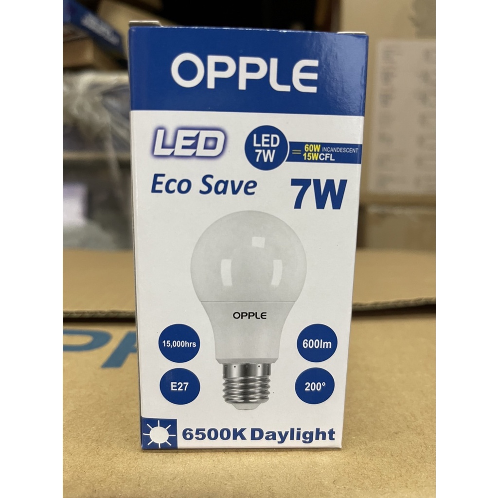 หลอดไฟ Led หลอดLed ขนาด 7 Watt แสงสี เดย์ไลท์ ขนาดขั้ว E27 ยี่ห้อ OPPLE