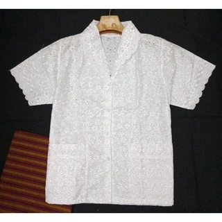เสื้อลูกไม้ฉลุ เนื้อดี เสื้อคนแก่ แขนสั้น ราคาถูก