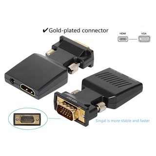 HDMI Female to VGA Male Converter+Audio Adapter Support 1080P Signal Output (Black)