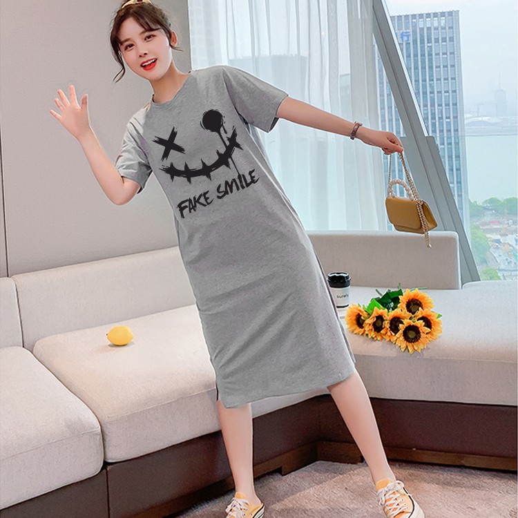 Q99ฤดูร้อนใหม่ชุดแขนสั้นหญิงปกสบาย ๆ ท้องการ์ตูนขนาดใหญ่มิกกี้พิมพ์เสื้อยืดกระโปรงผู้หญิง แฟชั่น