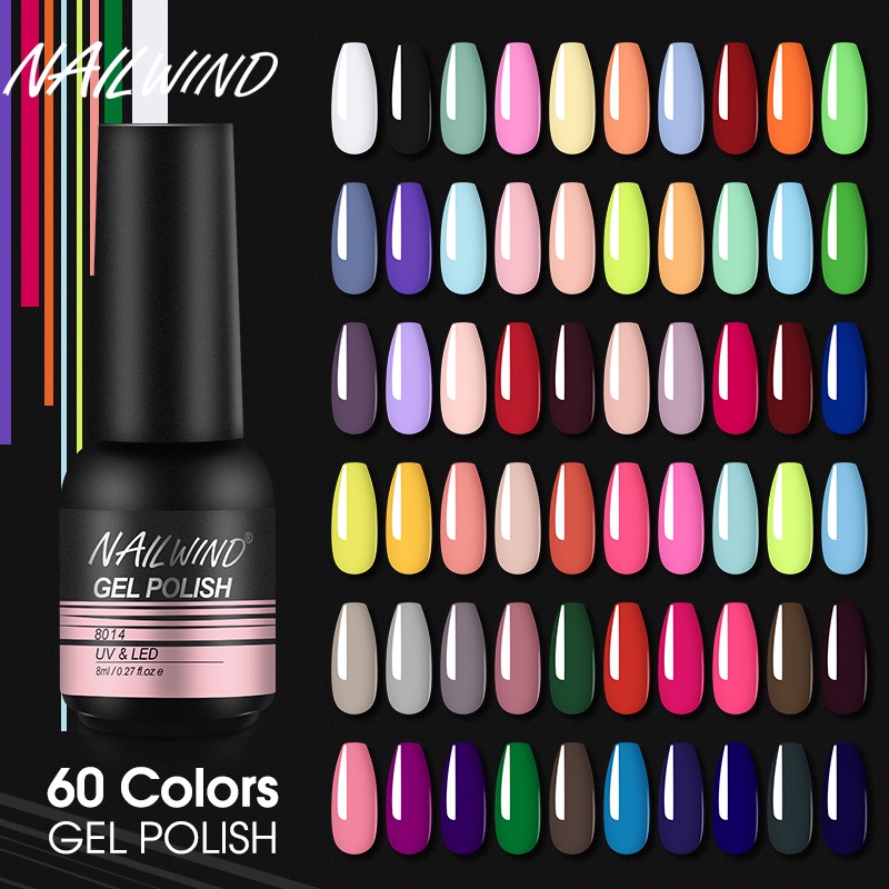 Nailwind เล็บเจล 8ml Soak Off Pure สีเล็บเจลสําหรับเล็บออกแบบ LED/UV โคมไฟ
