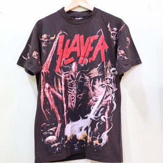 เสื้อวงSlayer ลายโอเวอร์ปริ้น สไตล์วินเทจ สกรีนทั้งตัว ผ้านอก เสื้อOVP เสื้อวินเทจญี่ปุ่น เสื้อโอเวอร์ไซส์ เสื้อวงดนตรี