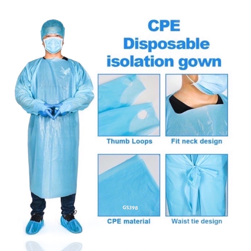 1แพค10ชิ้น ชุดกาวน์ Isolation Gown CPE - gs398 - ThaiPick