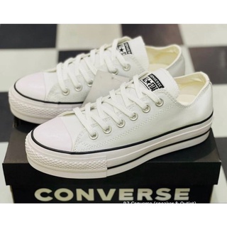 🚩  Chuck Taylor All Star Lift Ox White สีขาว(ผ้า) สินค้าพร้อมกล่องป้ายแท็ก มีเก็บปลายทาง