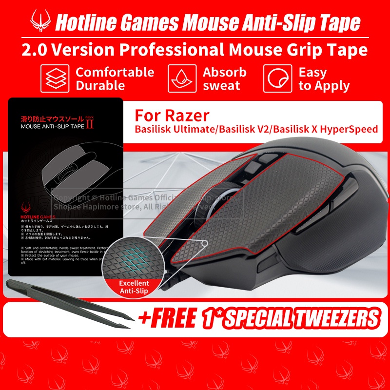 Hotline Games 2.0 Mouse Grip Tape สําหรับเมาส์สําหรับเล่นเกม Razer Basilisk Ultimate/V2/X HyperSpeed