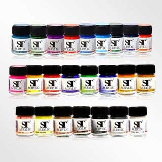 สีอะคริลิค เอสที ST acrylic Colour 15 ml. หลากสี