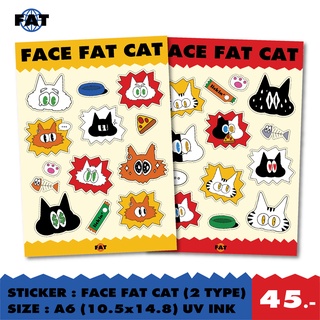 STICKER FACE FAT CAT (2 type) ตกแต่งโน๊ต เฟรมการ์ด diy สติกเกอร์ไดคัท fatclub