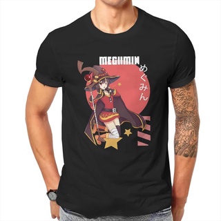 ROUND คอลูกเรือเสื้อยืด พิมพ์ลายอนิเมะ Gods Blessing on This Wonderful World Megumin สไตล์สตรีท สําหรับผู้ชาย-4XL