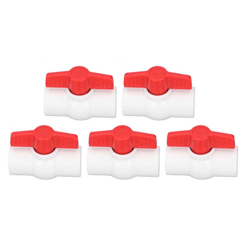5 Pcs Ball Valve Flat T Handle PVC Water Supply Ball Valve Switch for Swimming Pools Water Parks