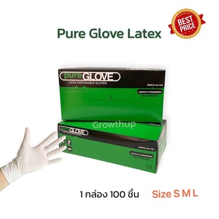 2 กล่อง ถุงมือยาง มีแป้ง PURE GLOVE Latex