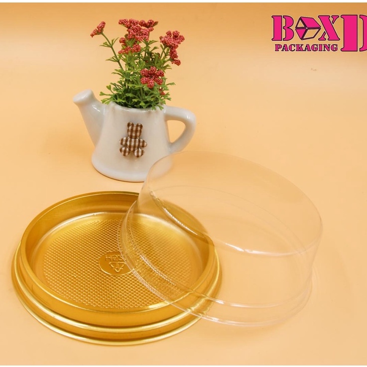 กล่องเค้กฐานทอง 1/4 ปอนด์ 9.5x4.5 ซม. แพค 20 ใบ ฝาใส ร้านเบเกอรี่ กล่องขนม ZZ010