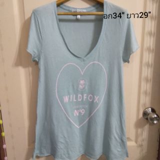 👕👕เสื้อสีฟ้า คอวี ผ้าบาง👕👕