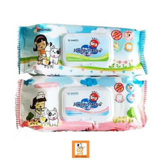 Sukina Petto Pet Wipes ผ้าเปียกเช็ดทำความสะอาดสำหรับสัตว์เลี้ยง 70 แผ่น