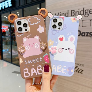 Vivo Y20 Y20i Y20S Y12S Y91C Y1s V11 V11i Y81 Y81i Y85 V9 V15 Y67 Y66 V5 Lite Plus V5S Lovely Cartoon Bear Rabbit Ear Claw Soft TPU Phone Case