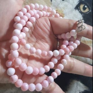 สร้อยคอโอปอลชมพู 18.5-26" (Natural Peruvian Pink Opal Necklace)