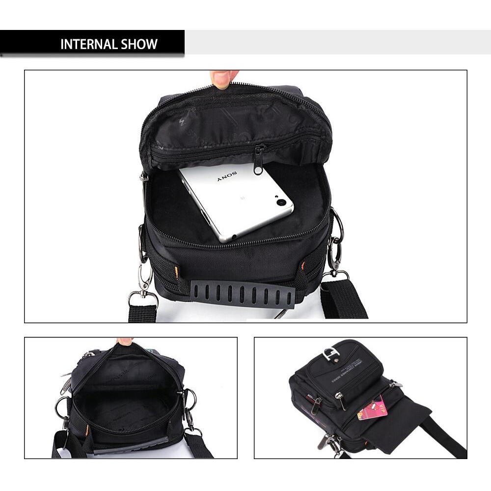 กระเป๋าสะพายไหล่ ผ้าไนล่อน กันน้ํา อเนกประสงค์ ใส่โทรศัพท์มือถือได้ สําหรับผู้ชาย - รูปที่ 2