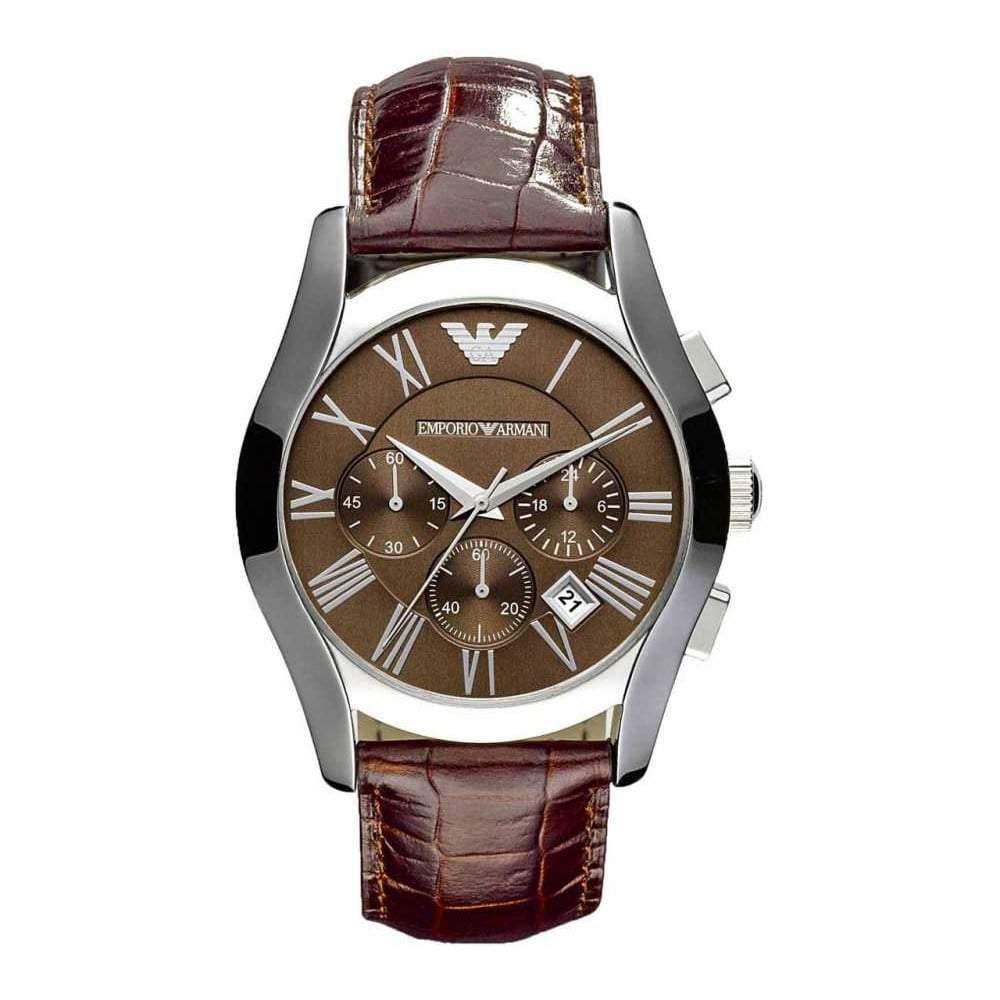 Fashion ☞ [NEW] Emporio Armani Mens Brown Leather Strap Chronograph ...