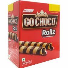 "2 แท่งใน 1 ซอง" โกช็อกโก โรล GO CHOCO rollz เวเฟอร์สอดไส้ครีมช็อโกแลต ทวิน 24 กรัม x 12 ซอง