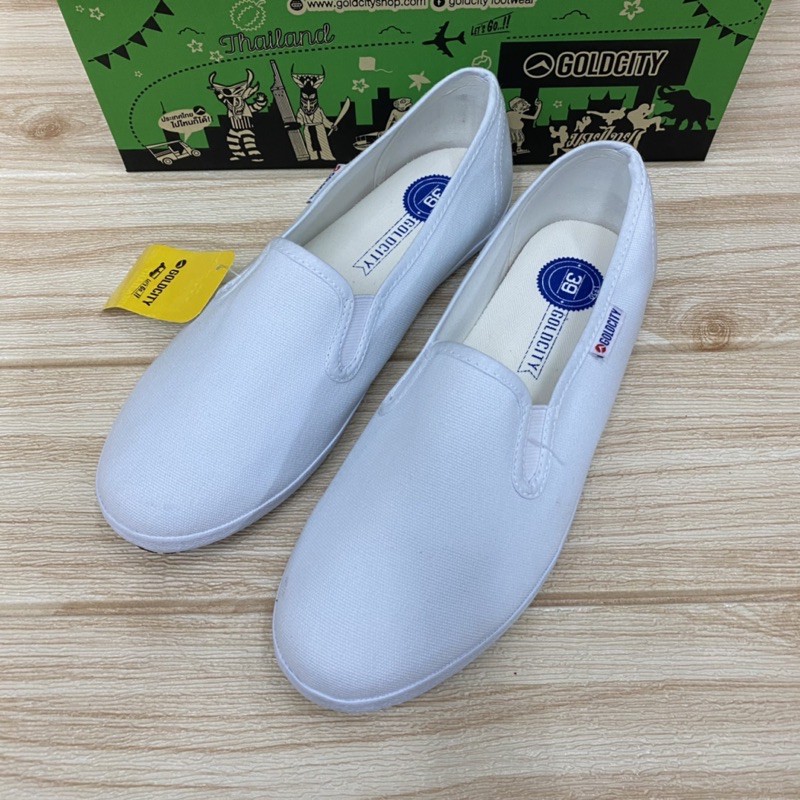 Gold city G 310 รองเท้าผ้าใบแบบสลิปออน size 40 สีขาว. กอ.-