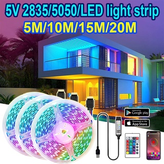 แถบไฟ LED RGB 5050 2835 5V บลูทูธ ยืดหยุ่น สําหรับทีวี พื้นหลัง เดสก์ท็อป