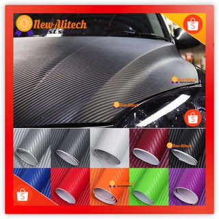 New Alitech 3D สติ๊กเกอร์ฟิล์มคาร์บอนไฟเบอร์ กันน้ำ DIY สำหรับติดรถยนต์