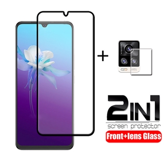 ฟิล์มกระจกนิรภัยสำหรับฟิล์มกระจกนิรภัยสําหรับ  ViVo V20 2021 Pro V20 SE 2-in-1 9H Tempered Glass Film ฟิล์มกันรอยเลนส์กล้อง ฟิล์มหลัง