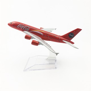 [16cm] โมเดลเครื่องบิน Coca Cola A380 (Aircraft Metal Model) วัสดุทำจากเหล็ก มีล้อ พร้อมฐาน ของเล่น ของสะสม เสริมฮวงจุ้ย