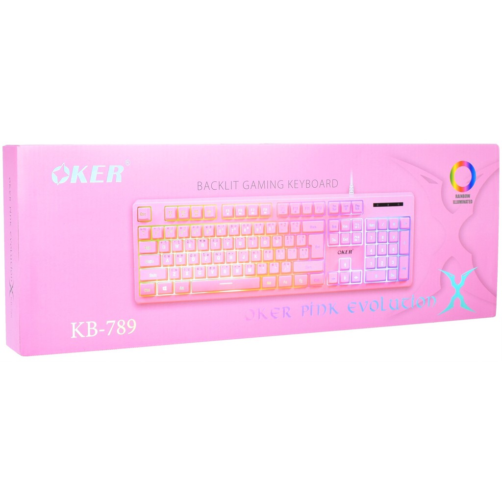 Oker keyboard KB-789 Super pink .สวยที่สุดใน 3 โลก งานดีจริงๆ ไฟ backlight งดงงาม