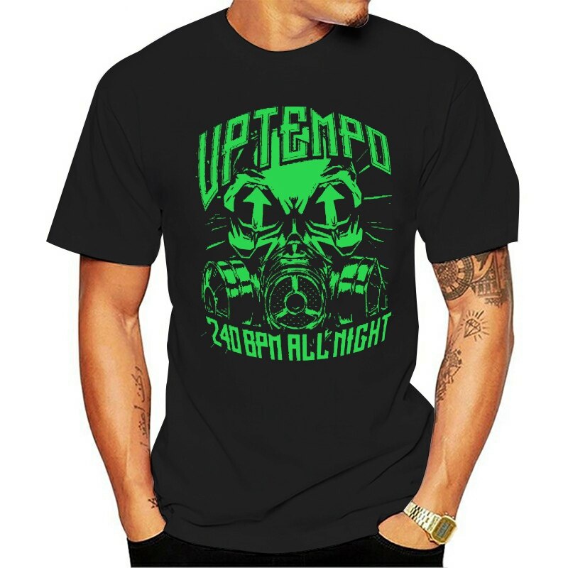 พิมพ์ลายวินเทจใหม่ เสื้อยืด Uptempo Bpm Blackgreen 305284400 Hardcore Gabber ปาร์ตี้ Nonhjd82Jlehef3