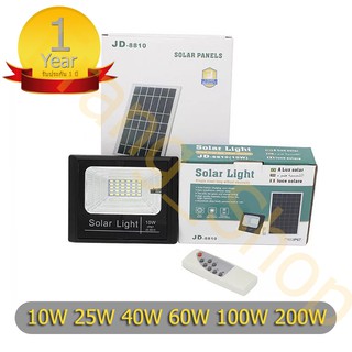 ไฟสปอตไลท์ ไฟโซล่าเซลล์ 10W 25W 40W 60W 100W 200W แสงสีขาว โซล่าเซลล์ Solar LED Light รุ่น JD-8810-8200