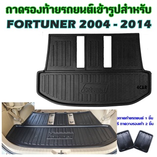 ถาดท้ายรถยนต์เข้ารูป FORTUNER GEN1 2004-2014(ก่อนเปลี่ยนโฉม) ตัวเต็มท้ายสอดใต้เบาะแถว 3 แถมถาดวางรองเท้า 2 ชิ้น