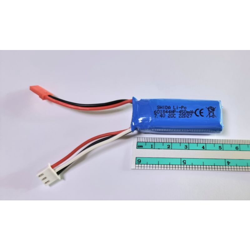 แบตลิโพ 2S450mah. 7.4v.20c. Lipo สำหรับเครื่องบินจิ๋ว และ โดรน และอื่นๆ