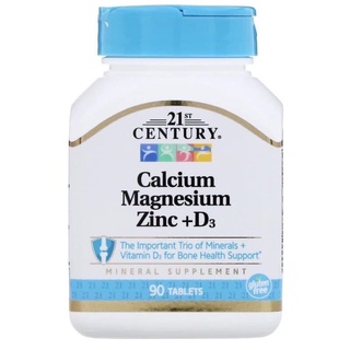 exp 06/2025 21st Calcium Magnesium Zinc + D3,  แคลเซียม แมกนีเซียม ซิงค์ + วิตามิน D3,  90 เม็ด