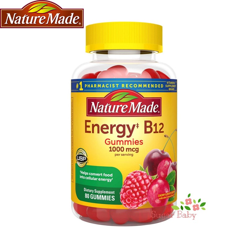 Nature Made Energy B-12 Adult Gummies Cherry &amp; Wild Berries 80 Gummies วิตามินบี 12 สำหรับผู้ใหญ่ 80 กัมมี่