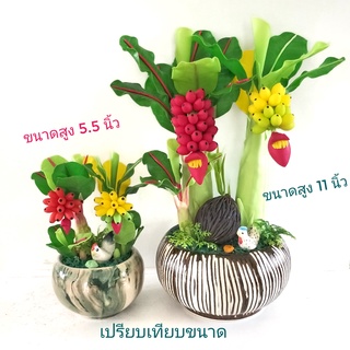 กระถางสวนกล้วยเขียว-นาค คู่มงคล-โชคลาภ 5 นิ้ว 11 นิ้ว