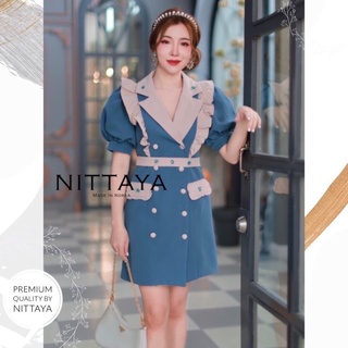 ❤️พร้อมส่ง❤️Nittaya ชุดเดรสสีฟ้าแขนตุ๊กตา