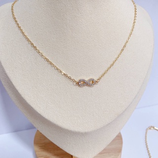 seadada สร้อยคอพร้อมจี้อินฟินิตี้ งานชุบทองคำขาว14k INFINITY necklaces Bracelet