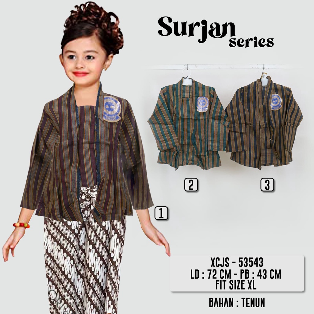 เสื้อเบลาส์ Javanese Striated Javanese Surjan สําหรับเด็ก